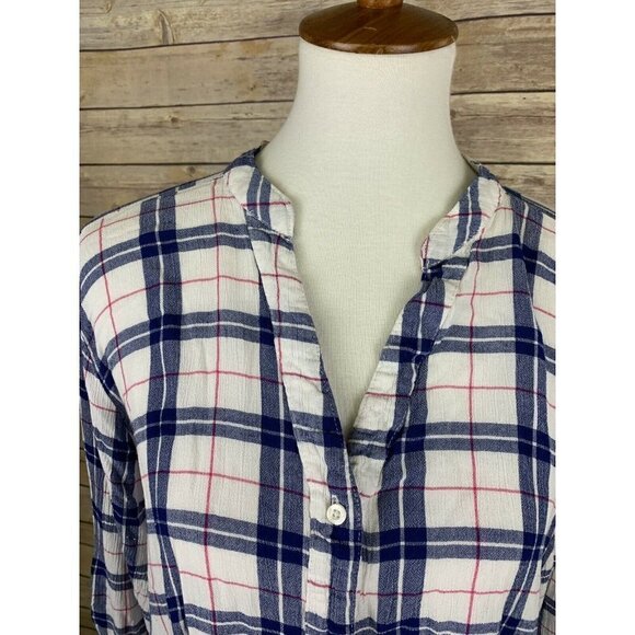 Reaction Kenneth Cole 1X Plaid Blouse Button Front - Picture 2 of 11